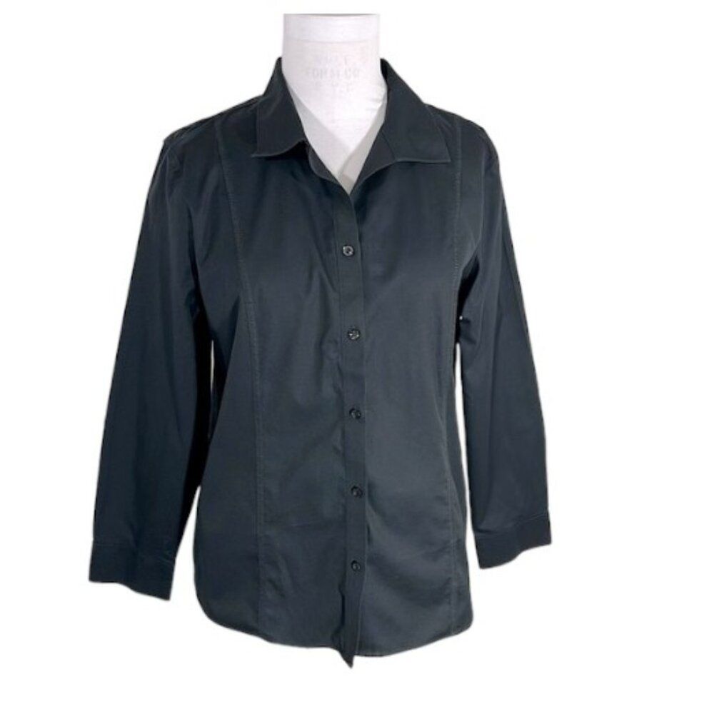 Chico’s No Iron Shirt Size 3 (16) Black Long Sleeve Blouse